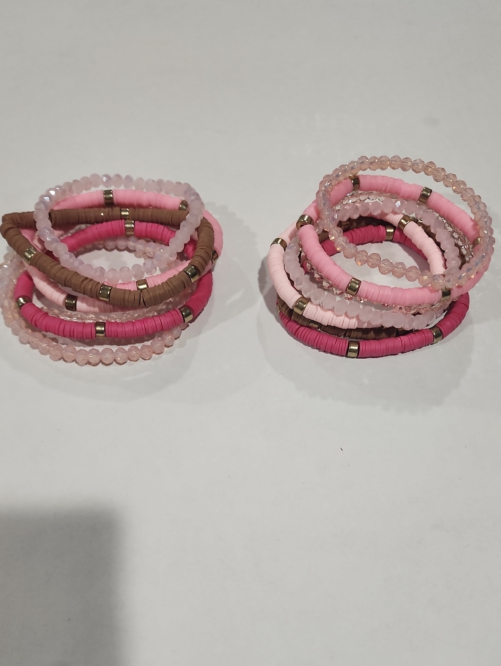 Stackable Pink Beaded Stretch Bracelet Set - Women Jewelry
